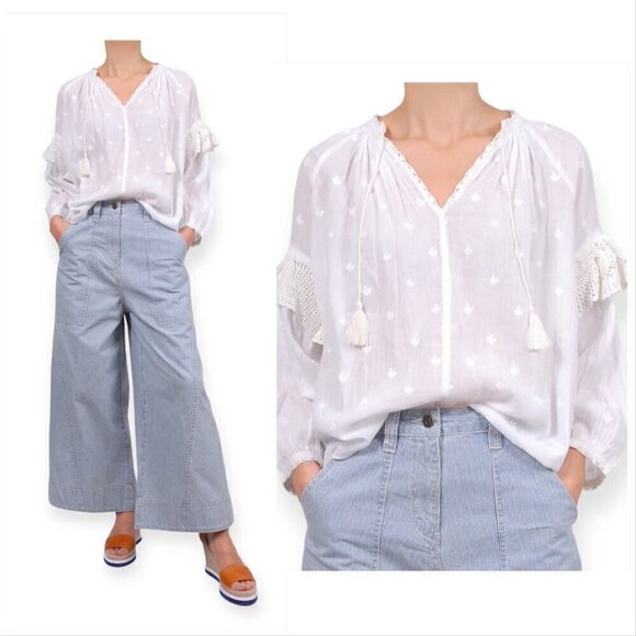 Ulla Johnson Nila Blouse in Natural, ‎ Size 2, New with tag - Picture 1 of 15